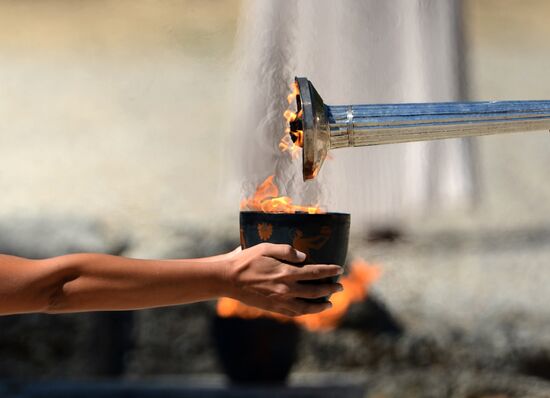 Olympic flame lighting ceremony rehearsal