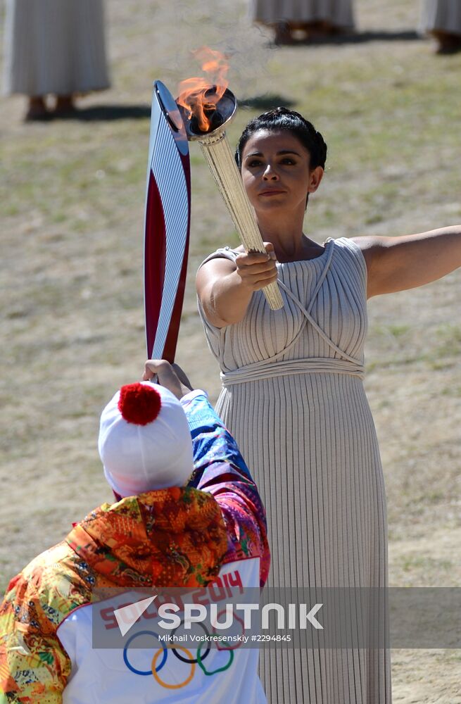 Olympic flame lighting ceremony rehearsal