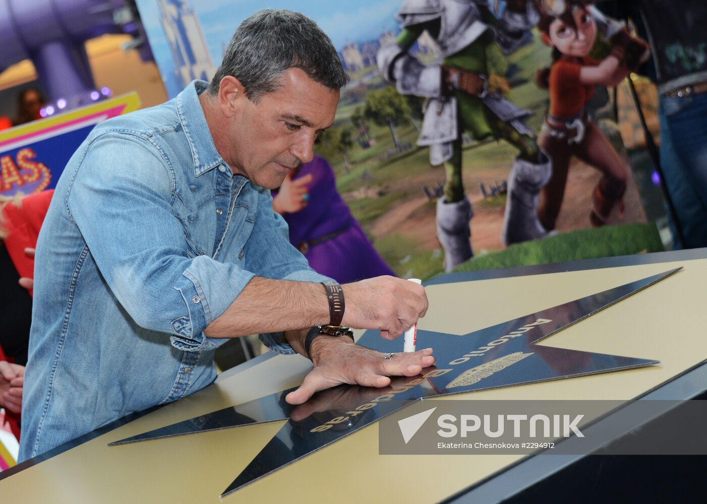 Ceremony of laying Antonio Banderas star of fame