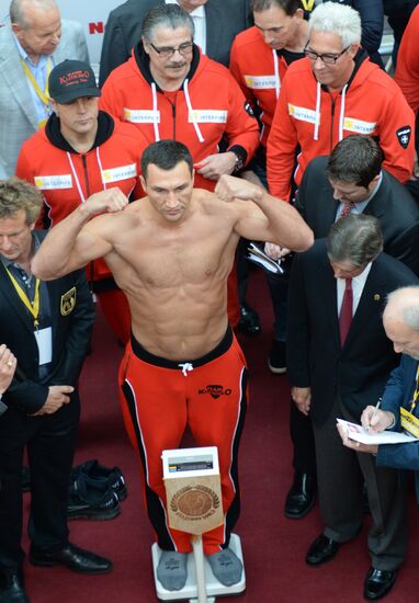 Boxing. Official weigh-in of Alexander Povetkin and Vladimir Klitschko