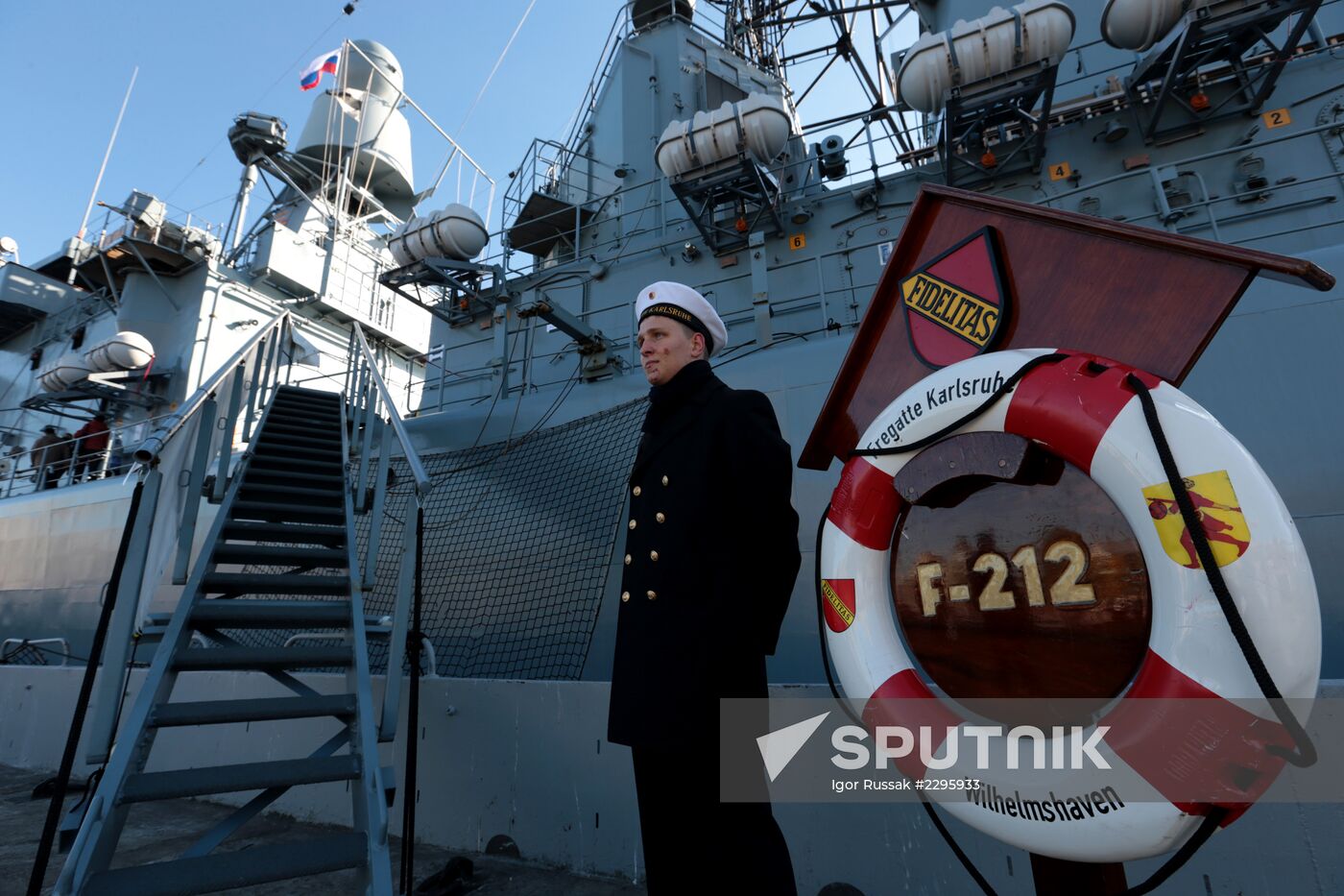 German frigate Karlsruhe in St Petersburg