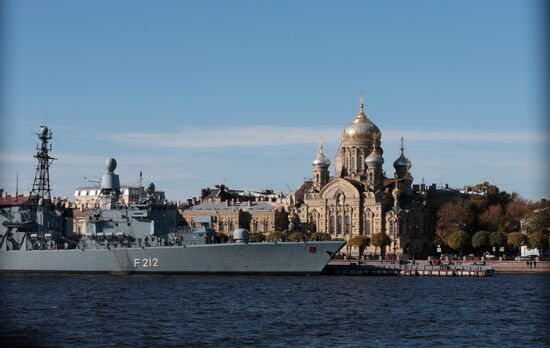 German frigate Karlsruhe in St Petersburg
