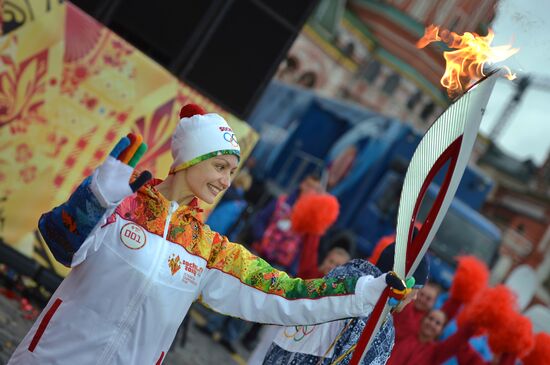 Olympic torch relay. Moscow. Day One