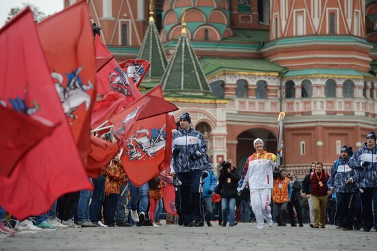 Olympic torch relay. Moscow. Day One