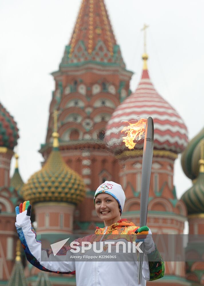 Olympic torch relay. Moscow. Day One