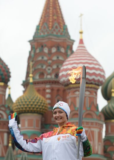 Olympic torch relay. Moscow. Day One