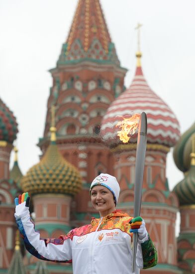 Olympic torch relay. Moscow. Day One