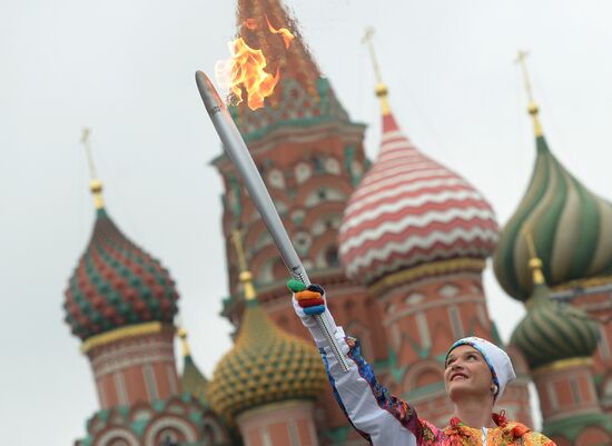 Olympic torch relay. Moscow. Day One