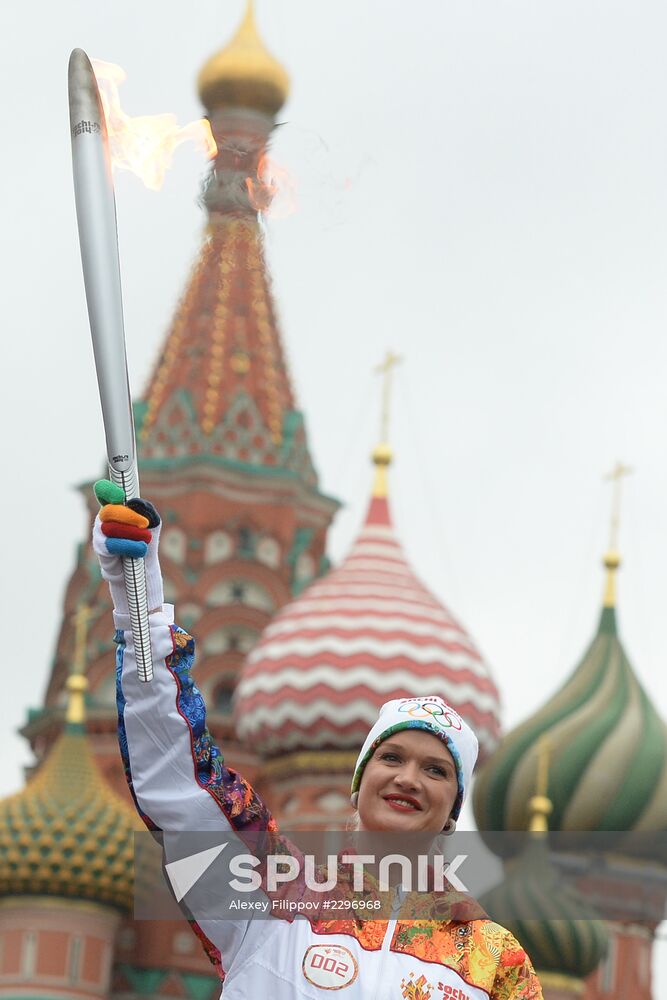 Olympic torch relay. Moscow. Day One