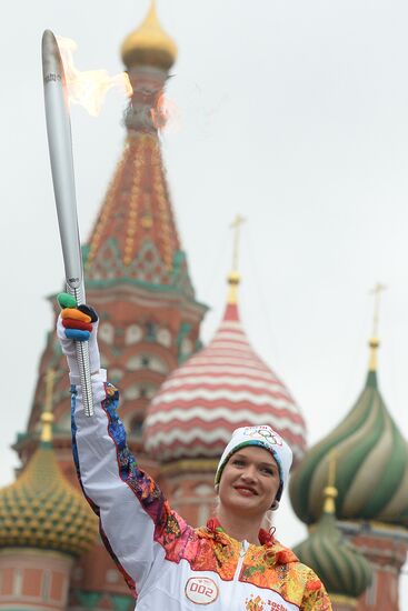 Olympic torch relay. Moscow. Day One