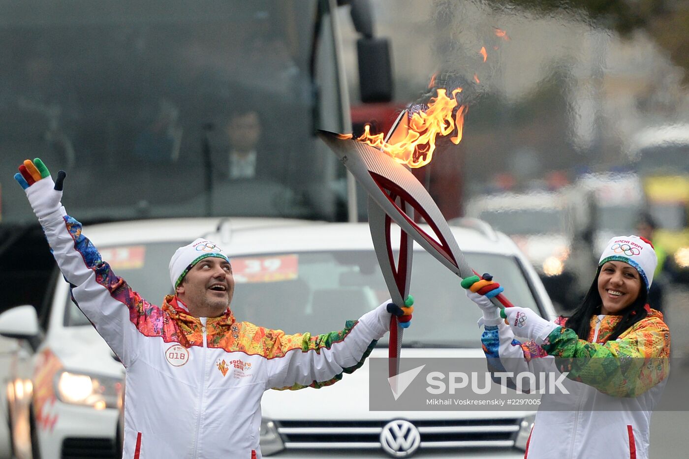 Olympic torch relay. Moscow. Day One