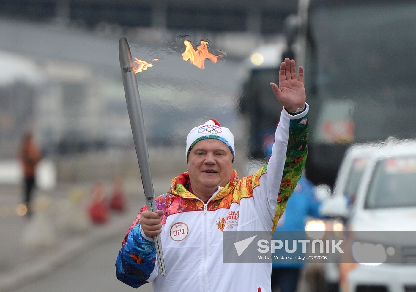 Olympic torch relay. Moscow. Day One