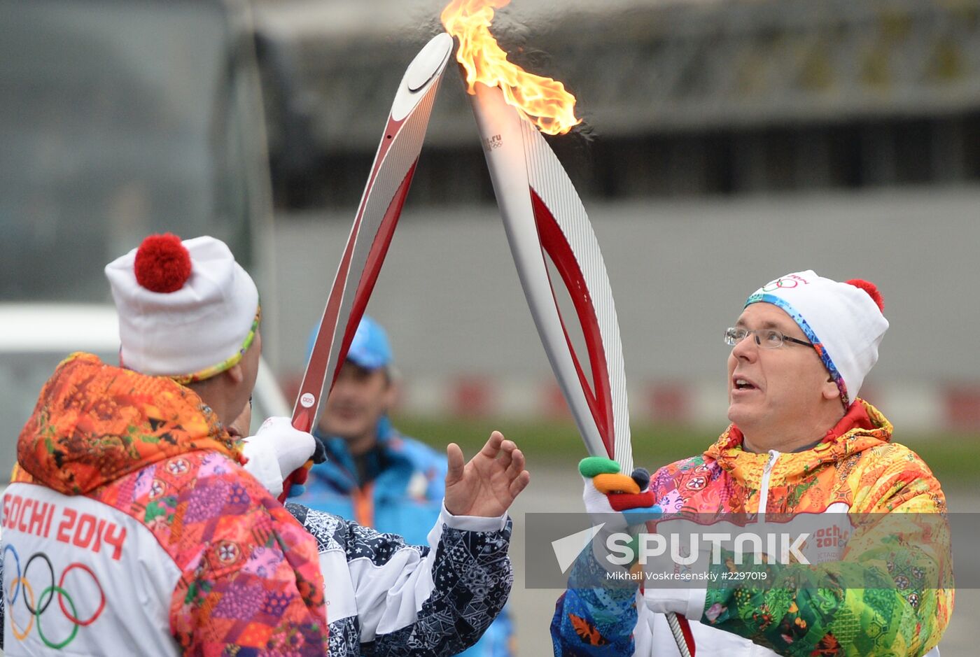 Olympic torch relay. Moscow. Day One