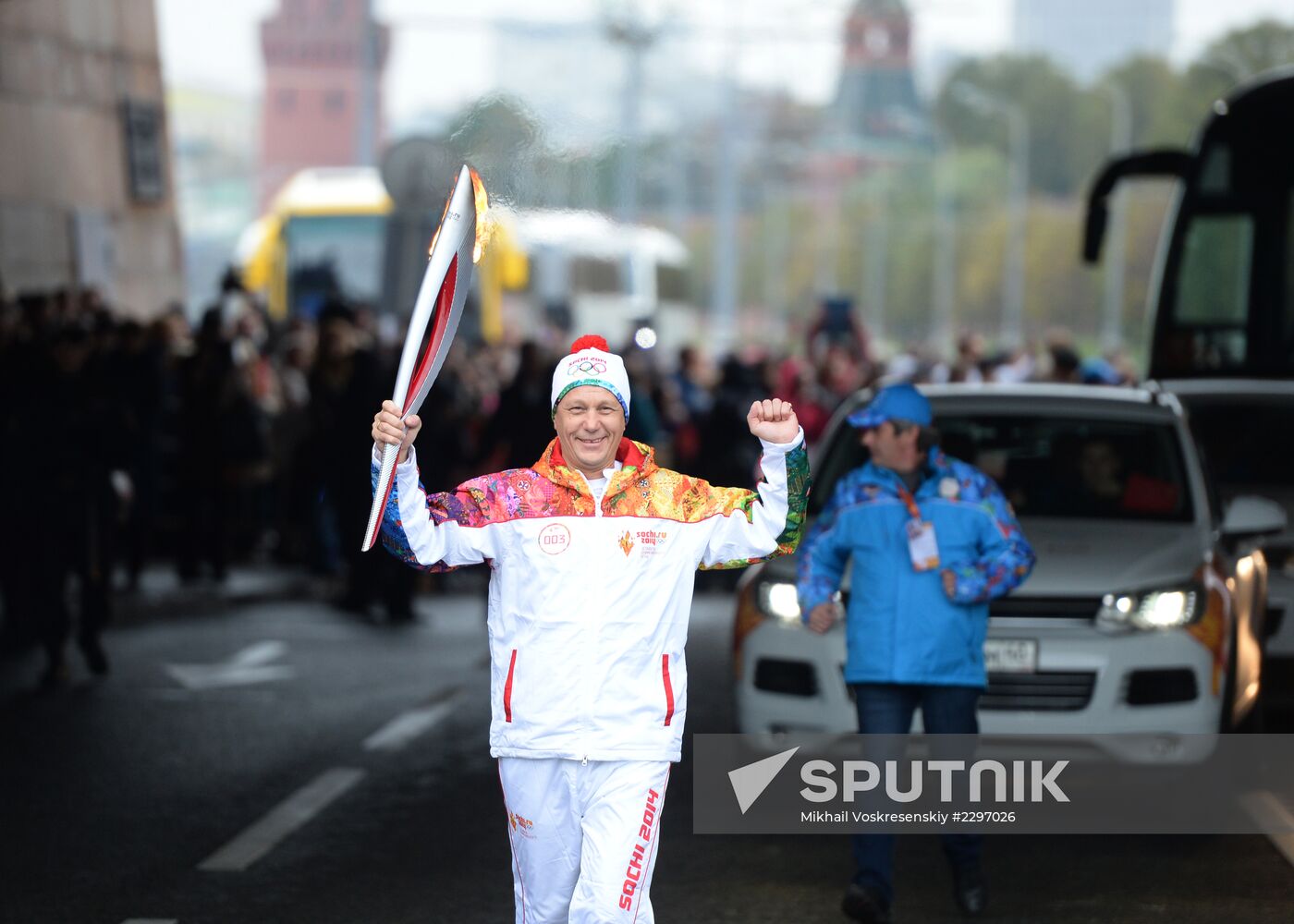 Olympic torch relay. Moscow. Day One