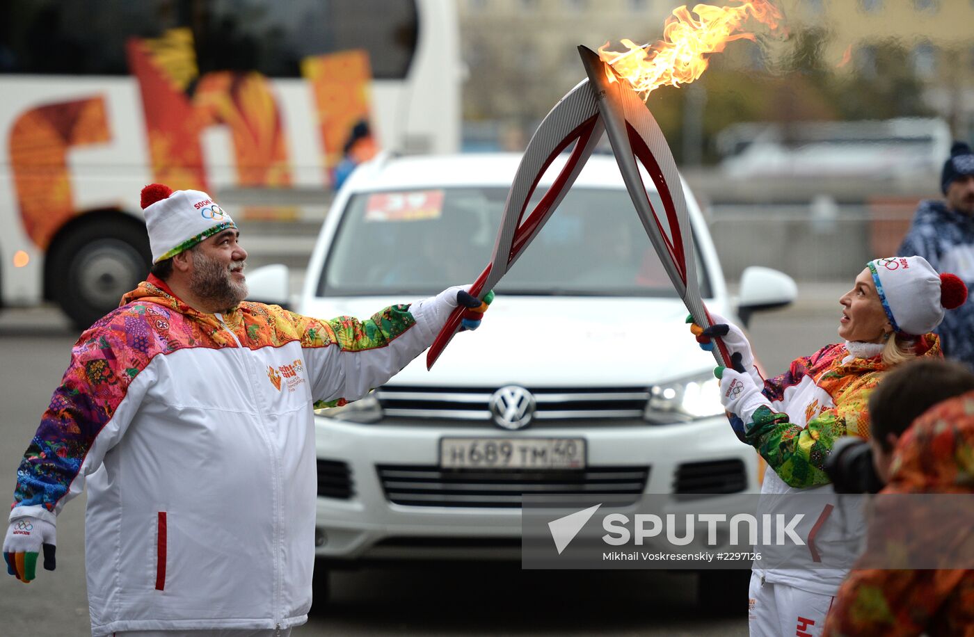 Olympics torch relay. Moscow. Day One