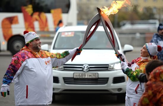 Olympics torch relay. Moscow. Day One