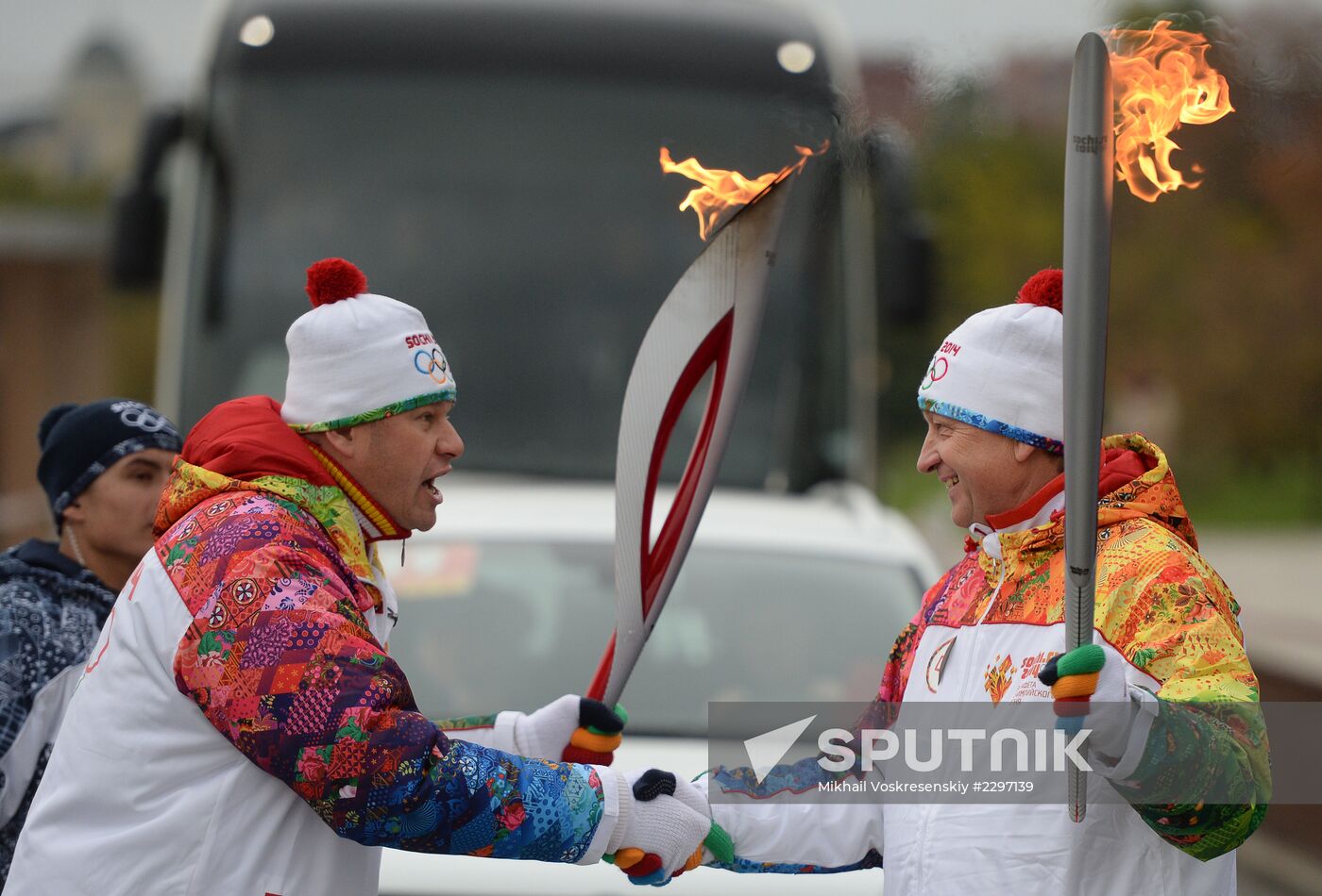 Olympics torch relay. Moscow. Day One