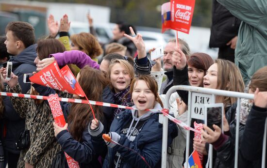 Olympics torch relay. Moscow. Day One