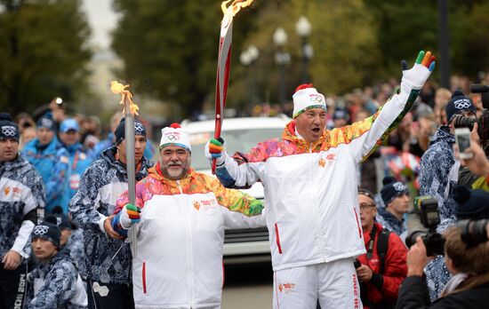 Olympics torch relay. Moscow. Day One