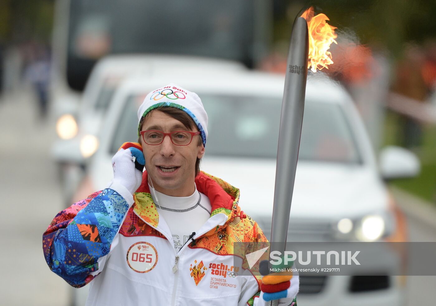Olympics torch relay. Moscow. Day One