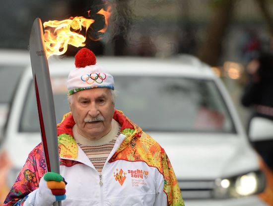 Olympics torch relay. Moscow. Day One