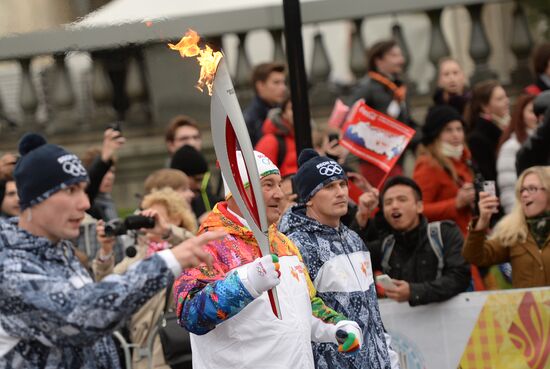 Olympics torch relay. Moscow. Day One