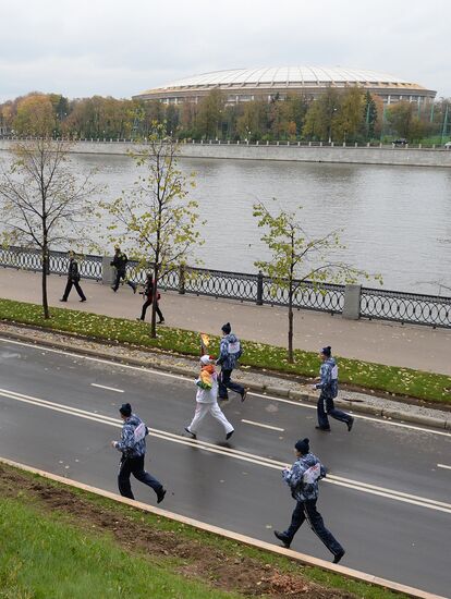 Olympics torch relay. Moscow. Day One