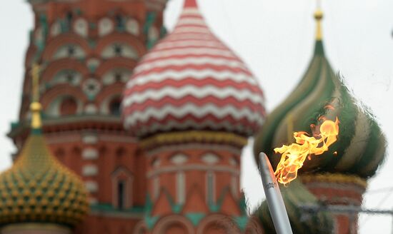 Olympics torch relay. Moscow. Day One