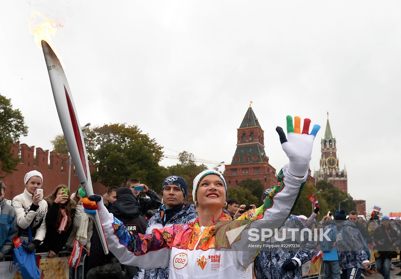 Olympics torch relay. Moscow. Day One