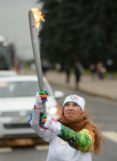 Olympics torch relay. Moscow. Day One