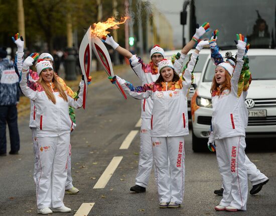 Olympics torch relay. Moscow. Day One