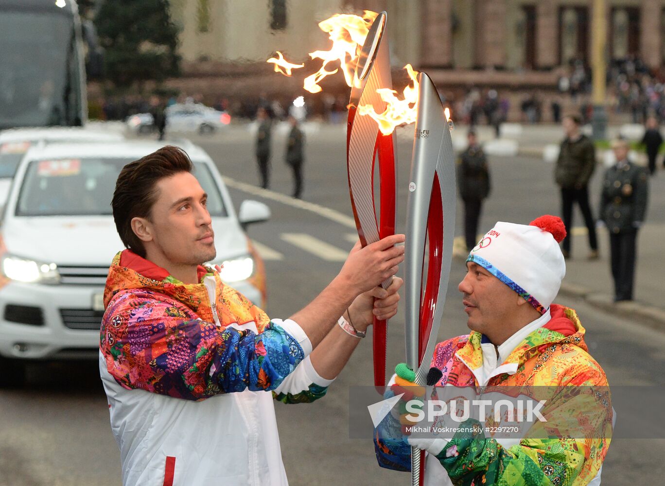 Olympics torch relay. Moscow. Day One