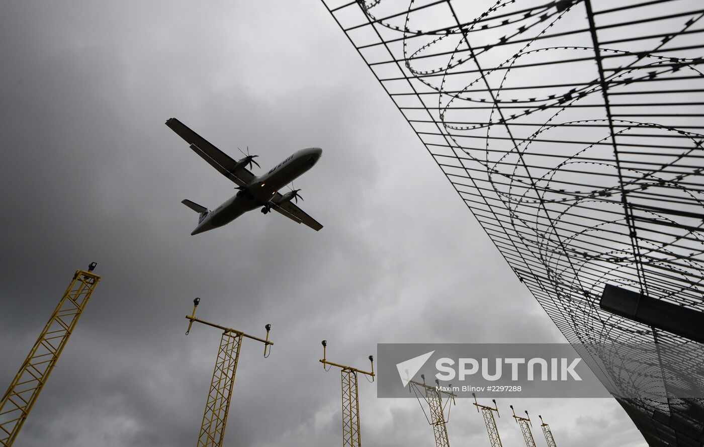 Airliner of UTair Aviation landing at Vnukovo airport