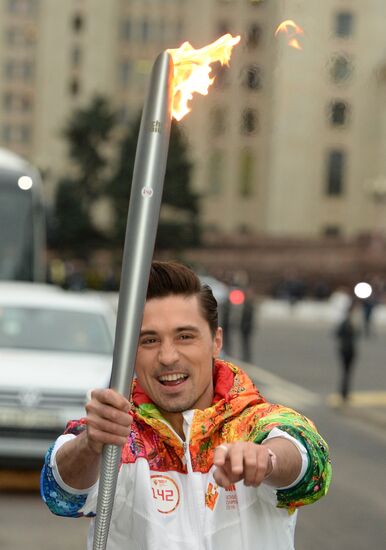 Olympics torch relay. Moscow. Day One