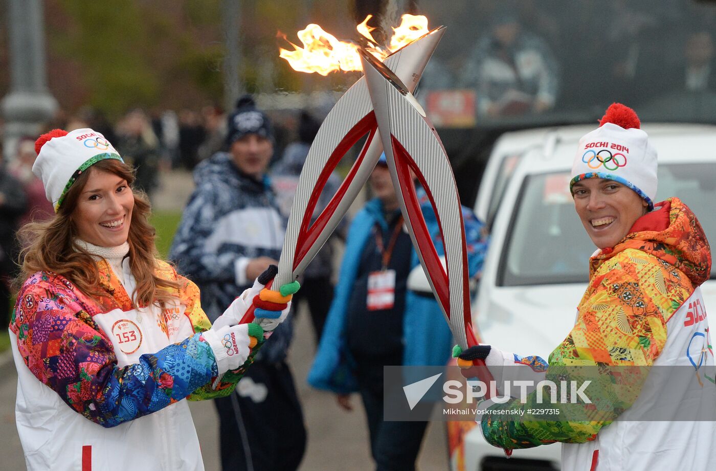 Olympics torch relay. Moscow. Day One