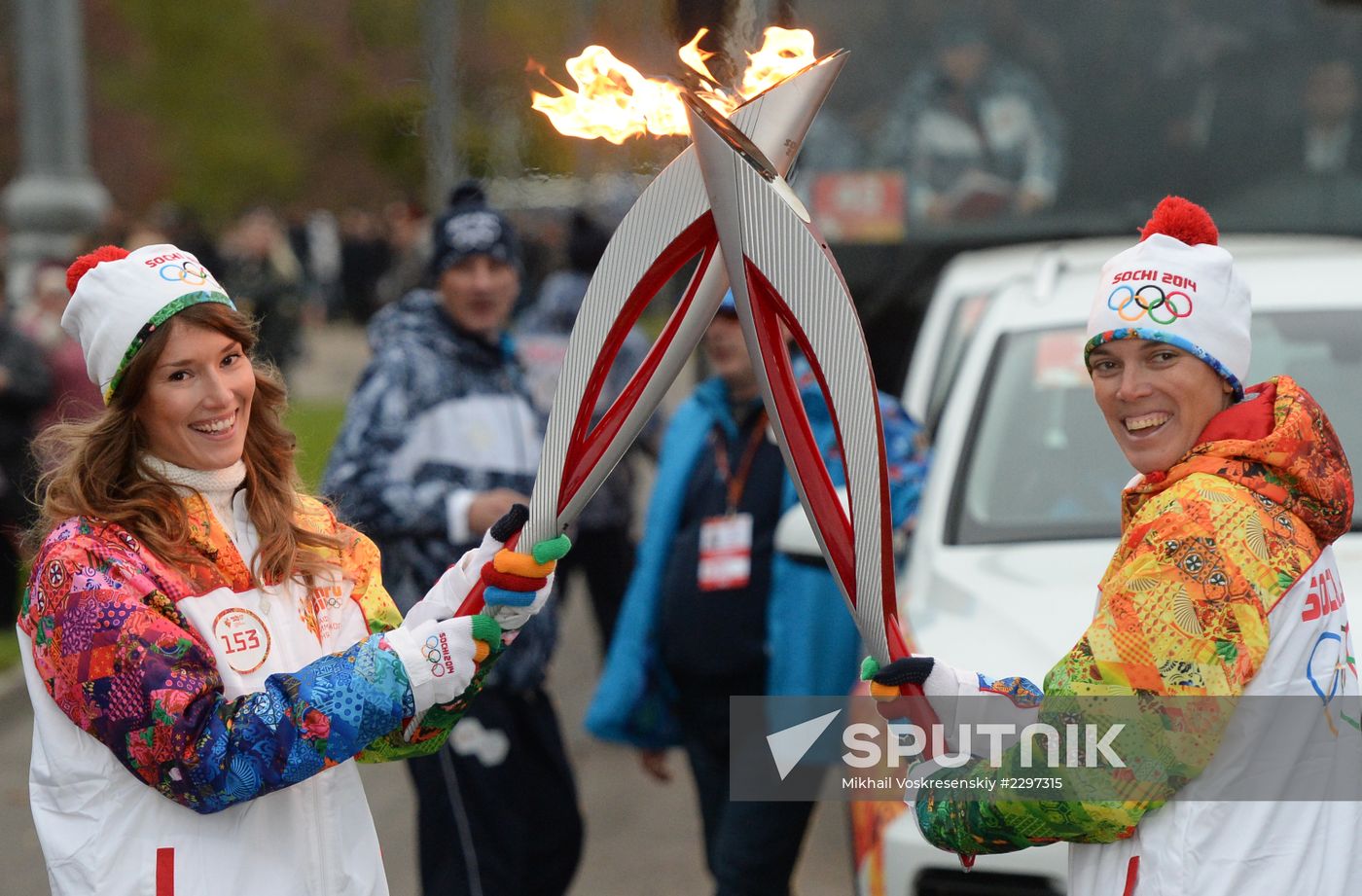 Olympics torch relay. Moscow. Day One