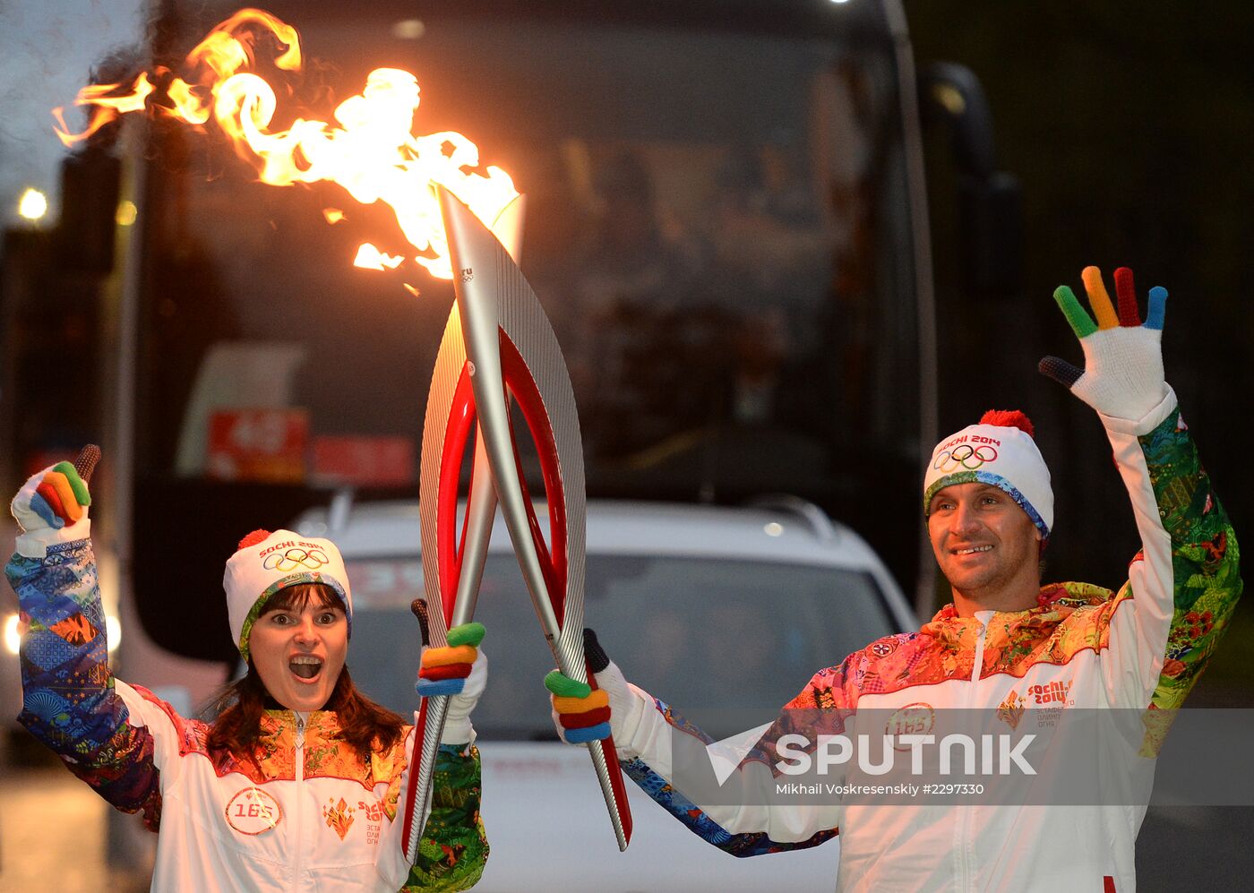 Olympics torch relay. Moscow. Day One