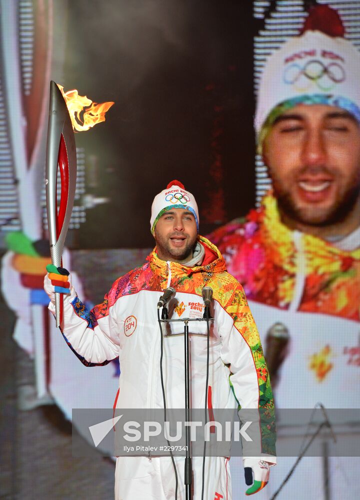 Olympics torch relay. Moscow. Day One