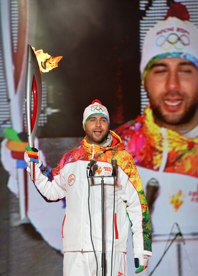 Olympics torch relay. Moscow. Day One
