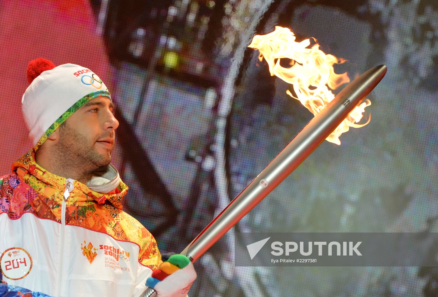 Olympics torch relay. Moscow. Day One