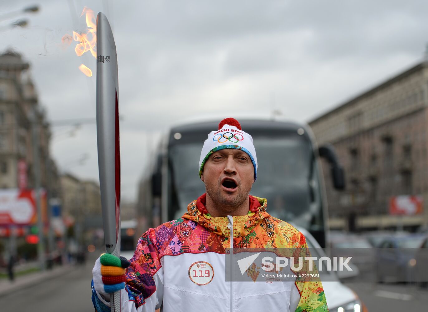 Olympic torch relay. Moscow. Day Two