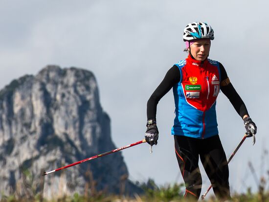 Russian women's biathlon team holds training session. Day two