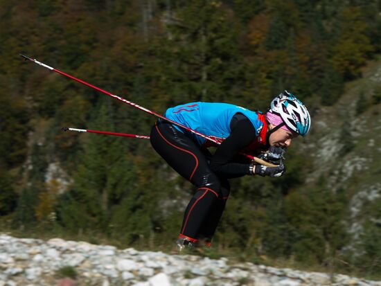Russian women's biathlon team holds training session. Day two
