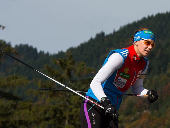 Russian women's biathlon team holds training session. Day two