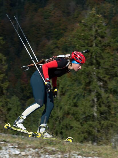 Russian women's biathlon team holds training session. Day two