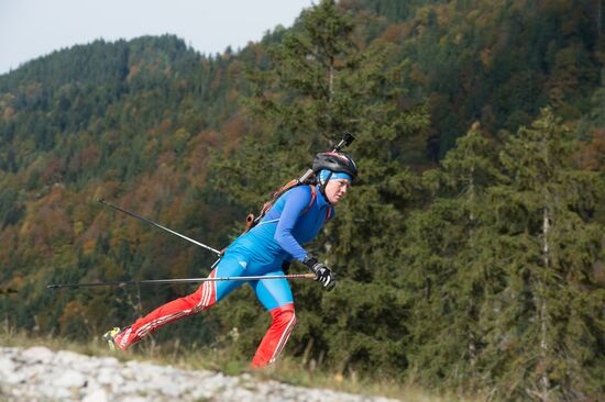 Russian women's biathlon team holds training session. Day two