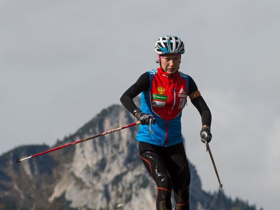 Russian women's biathlon team holds training session. Day two