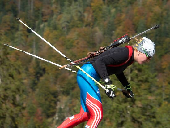 Russian women's biathlon team holds training session. Day two