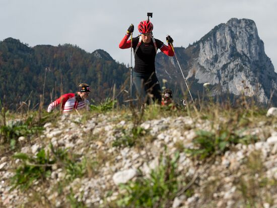 Russian women's biathlon team holds training session. Day two