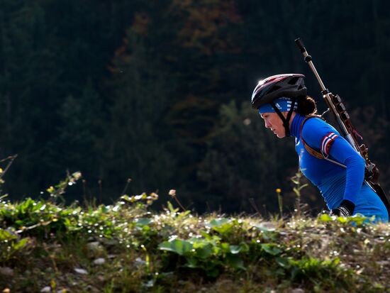 Russian women's biathlon team holds training session. Day two